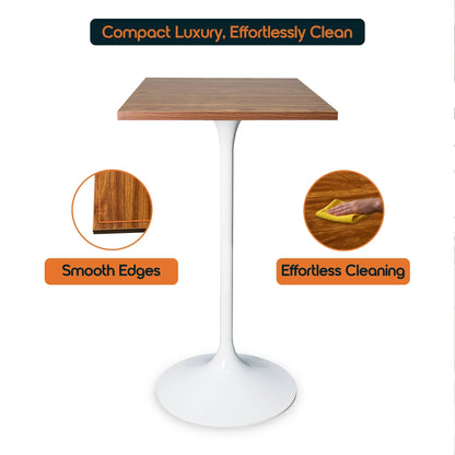 LeisureMod Verve 24" Square Top Bar Height Table, Brushed Gold/Black/White Stainless Steel Base with MDF Table Top - Elax Furniture