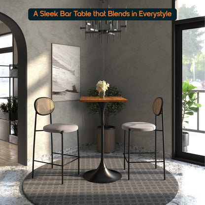 LeisureMod Verve 24" Square Top Bar Height Table, Brushed Gold/Black/White Stainless Steel Base with MDF Table Top - Elax Furniture