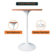 LeisureMod Verve 24" Square Top Bar Height Table, Brushed Gold/Black/White Stainless Steel Base with MDF Table Top - Elax Furniture