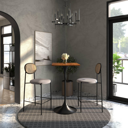 LeisureMod Verve 24" Square Top Bar Height Table, Brushed Gold/Black/White Stainless Steel Base with MDF Table Top - Elax Furniture