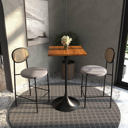 LeisureMod Verve 24" Square Top Bar Height Table, Brushed Gold/Black/White Stainless Steel Base with MDF Table Top - Elax Furniture