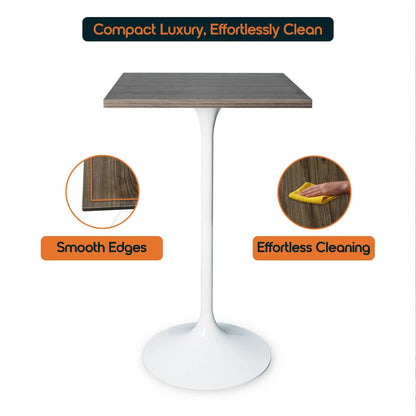 LeisureMod Verve 24" Square Top Bar Height Table, Brushed Gold/Black/White Stainless Steel Base with MDF Table Top - Elax Furniture