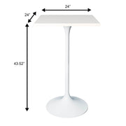 LeisureMod Verve 24" Square Top Bar Height Table, Brushed Gold/Black/White Stainless Steel Base with MDF Table Top - Elax Furniture