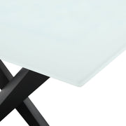 Voren Rectangular Dining Table with Sintered Stone / Glass Tabletop in Stainless Steel Double Pedestal Base
