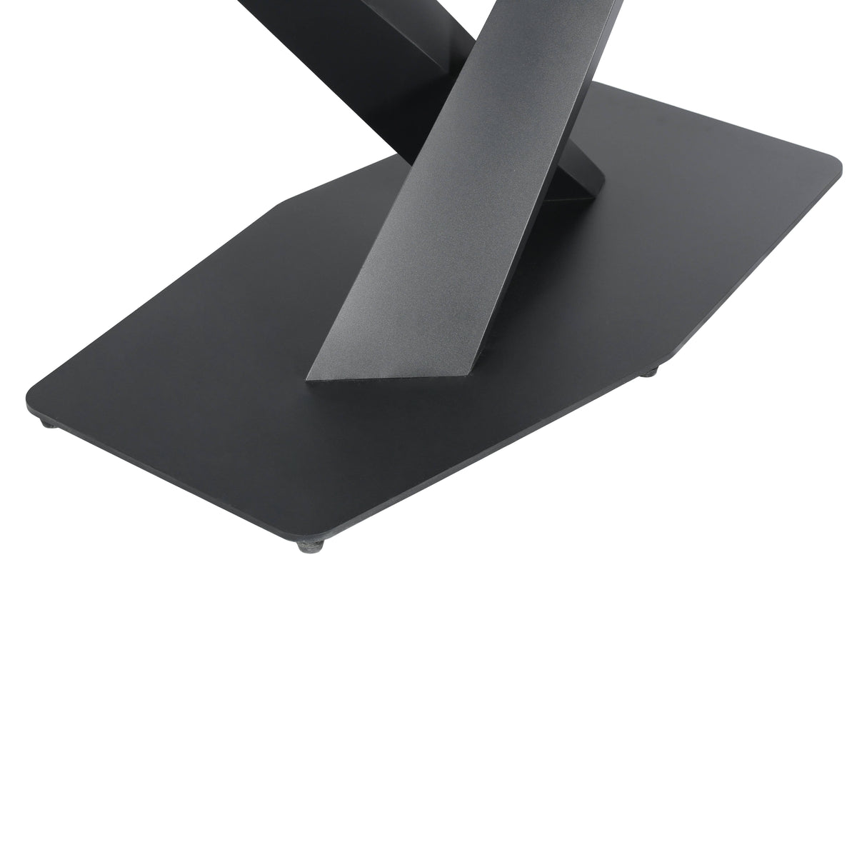Voren Rectangular Dining Table with Sintered Stone / Glass Tabletop in Stainless Steel Double Pedestal Base