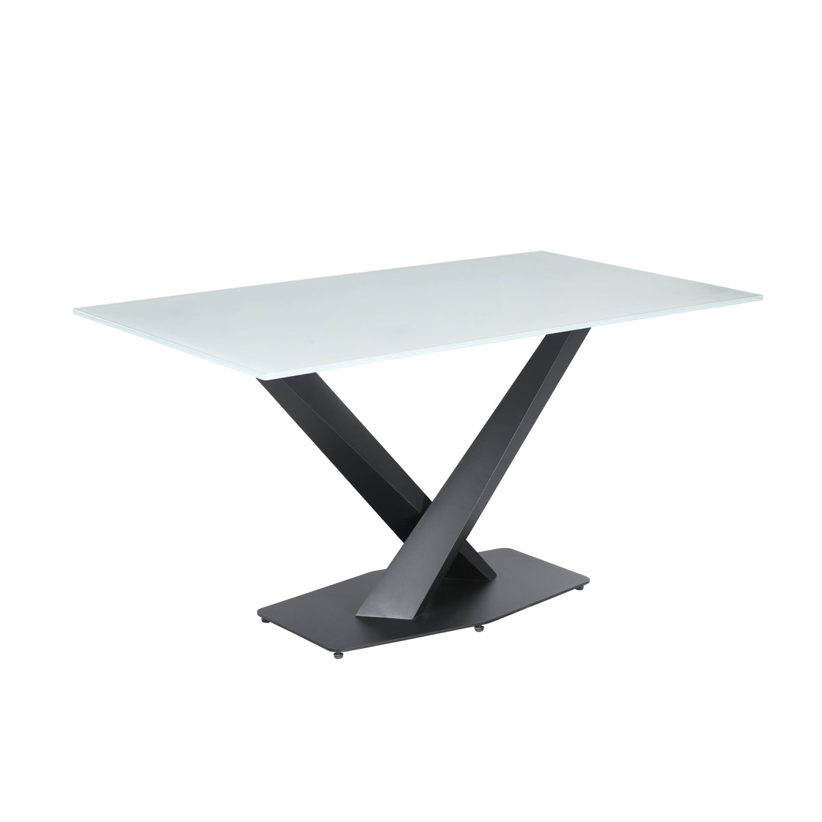 Voren Rectangular Dining Table with Sintered Stone / Glass Tabletop in Stainless Steel Double Pedestal Base
