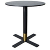 LeisureMod Vail Collection Dining Table Black/Gold X Base With 27"/36" Round Black MDF Top