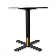 Vail Collection Dining Table Black/Gold X Base With 27"/36" Round BLack Stone Top