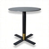 Vail Collection Dining Table Black/Gold X Base With 27"/36" Round BLack Stone Top