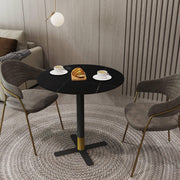 Vail Collection Dining Table Black/Gold X Base With 27"/36" Round BLack Stone Top - Elax Furniture