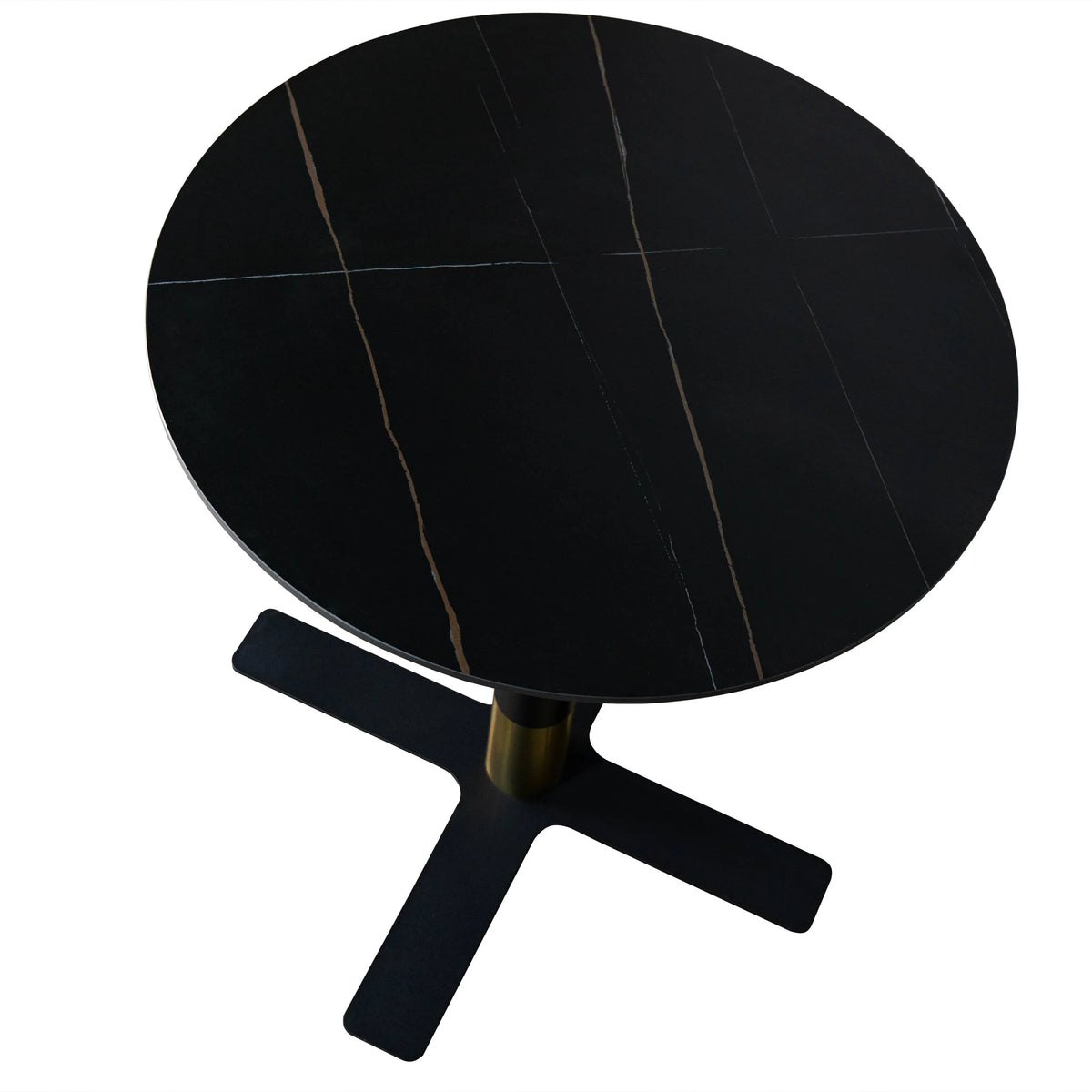 Vail Collection Dining Table Black/Gold X Base With 27"/36" Round BLack Stone Top - Elax Furniture