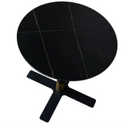 Vail Collection Dining Table Black/Gold X Base With 27"/36" Round BLack Stone Top - Elax Furniture