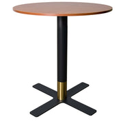 LeisureMod Vail Collection Dining Table Black/Gold X Base With 27"/36" Round Black MDF Top - Elax Furniture