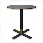 LeisureMod Vail Collection Dining Table Black/Gold X Base With 27"/36" Round Black MDF Top