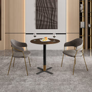 LeisureMod Vail Collection Dining Table Black/Gold X Base With 27"/36" Round Black MDF Top - Elax Furniture