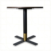 LeisureMod Vail Collection Dining Table Black/Gold X Base With 27"/36" Round Black MDF Top