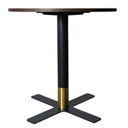 LeisureMod Vail Collection Dining Table Black/Gold X Base With 27"/36" Round Black MDF Top - Elax Furniture