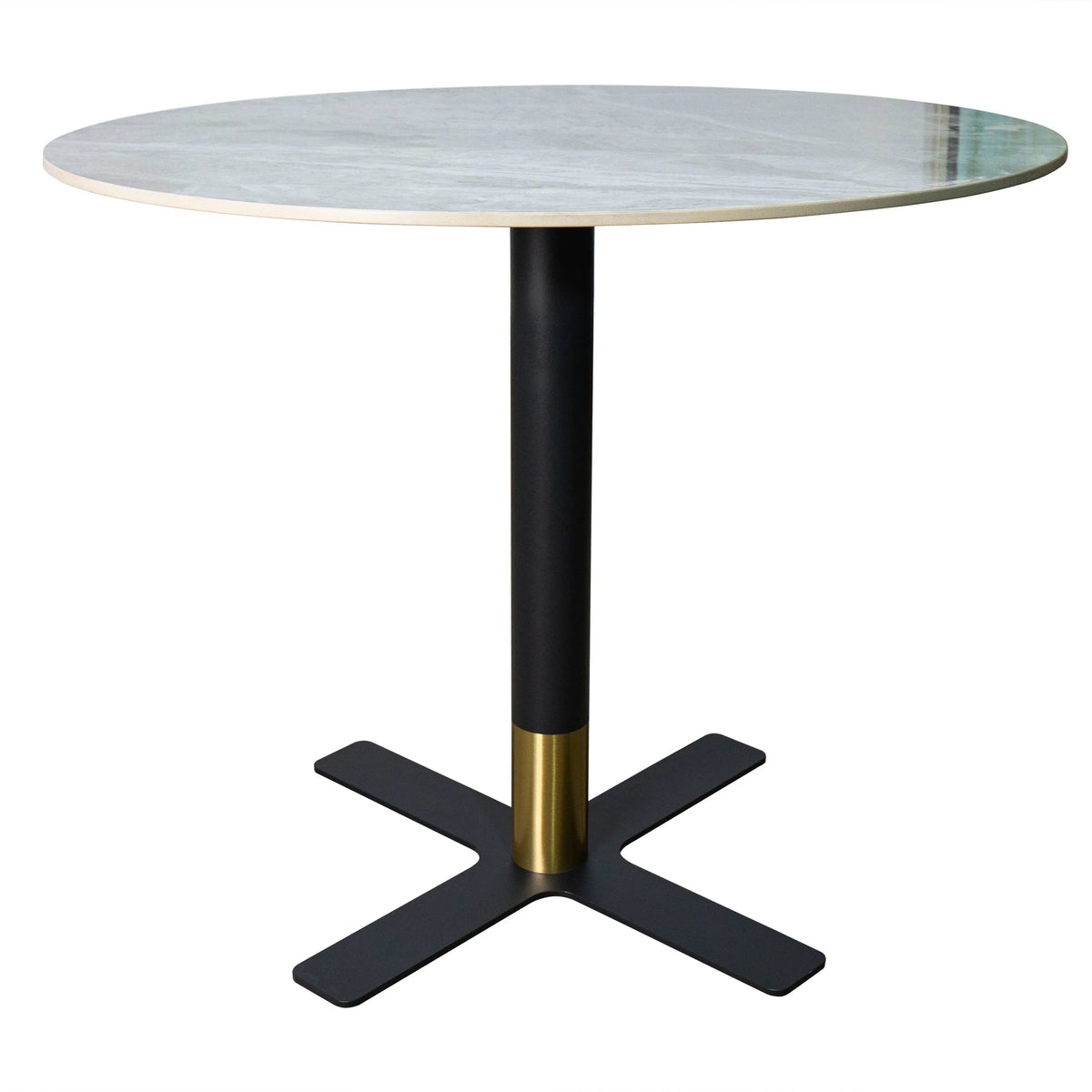 Vail Collection Dining Table Black/Gold X Base With 27"/36" Round BLack Stone Top - Elax Furniture