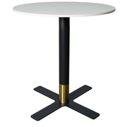 LeisureMod Vail Collection Dining Table Black/Gold X Base With 27"/36" Round Black MDF Top - Elax Furniture