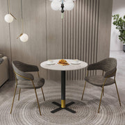 Vail Collection Dining Table Black/Gold X Base With 27"/36" Round BLack Stone Top - Elax Furniture
