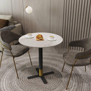 Vail Collection Dining Table Black/Gold X Base With 27"/36" Round BLack Stone Top - Elax Furniture
