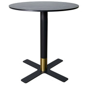 LeisureMod Vail Collection Dining Table Black/Gold X Base With 27"/36" Round Black MDF Top - Elax Furniture