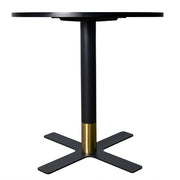 LeisureMod Vail Collection Dining Table Black/Gold X Base With 27"/36" Round Black MDF Top - Elax Furniture