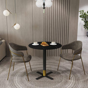 Vail Collection Dining Table Black/Gold X Base With 27"/36" Round BLack Stone Top - Elax Furniture