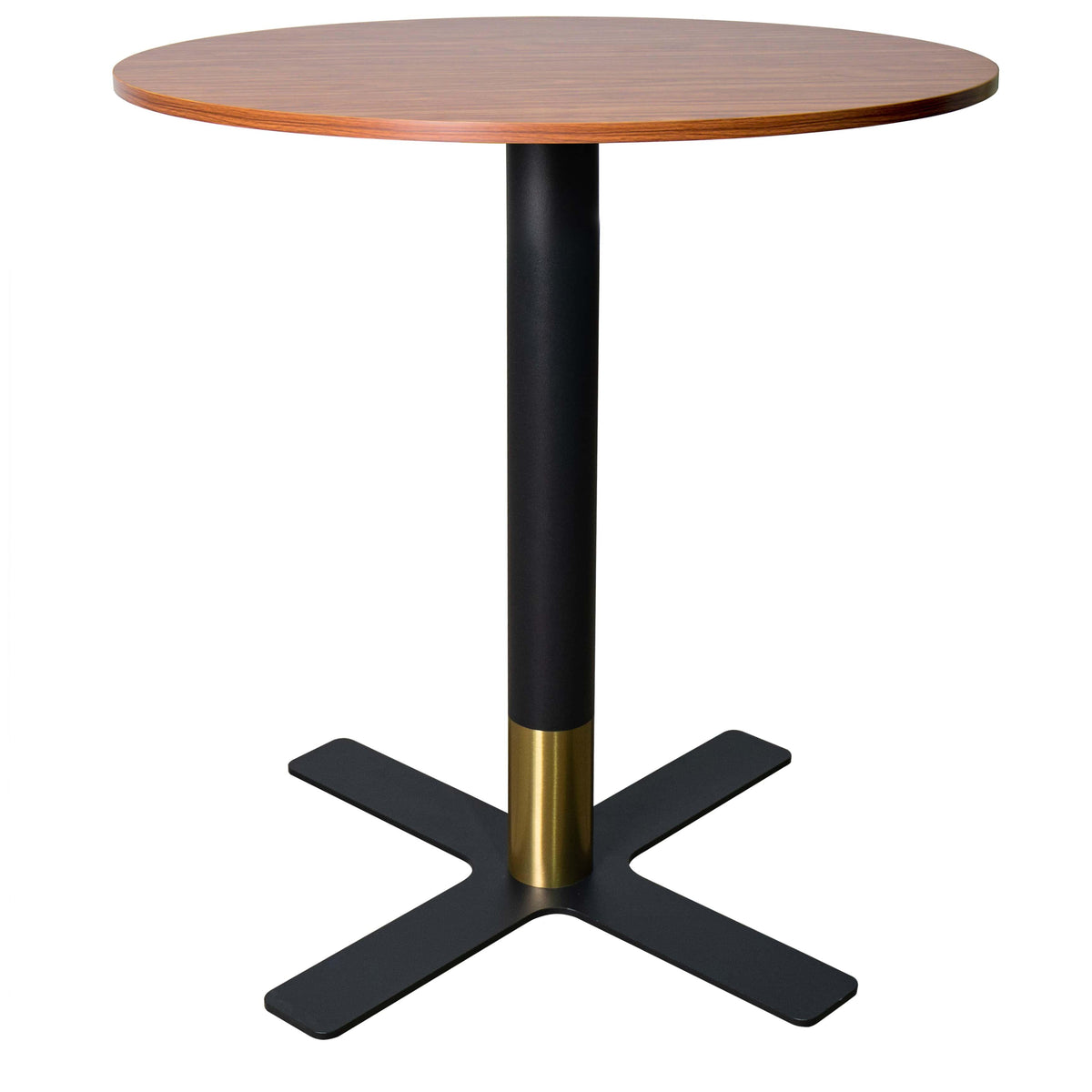 LeisureMod Vail Collection Dining Table Black/Gold X Base With 27"/36" Round Black MDF Top - Elax Furniture