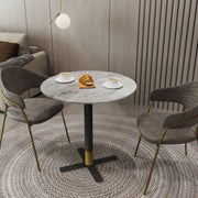 Vail Collection Dining Table Black/Gold X Base With 27"/36" Round BLack Stone Top - Elax Furniture