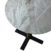 Vail Collection Dining Table Black/Gold X Base With 27"/36" Round BLack Stone Top - Elax Furniture