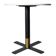 LeisureMod Vail Collection Dining Table Black/Gold X Base With 27"/36" Round Black MDF Top - Elax Furniture