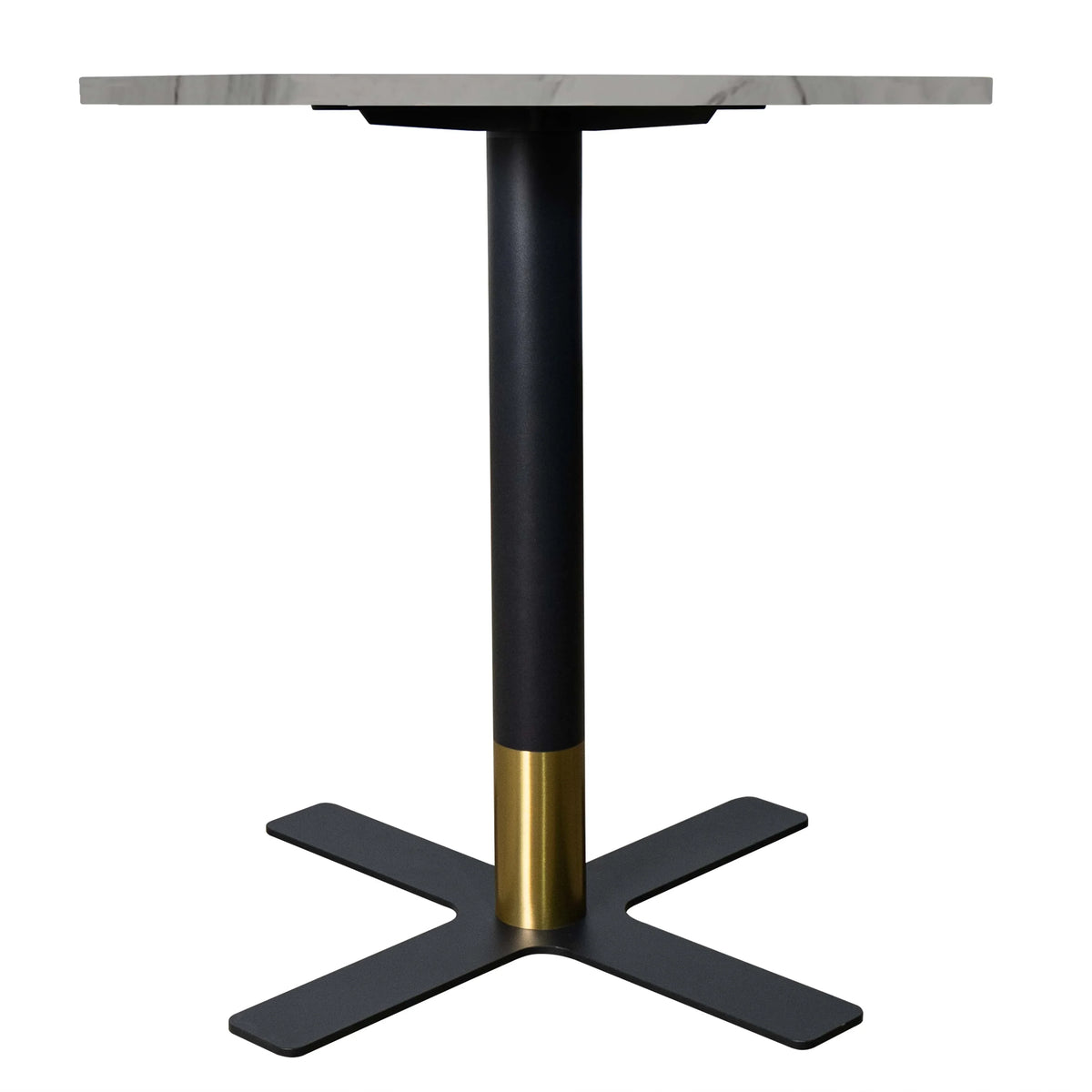 Vail Collection Dining Table Black/Gold X Base With 27"/36" Round BLack Stone Top - Elax Furniture