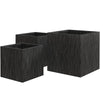 Verdura Modern 3 Piece Square Fiberstone and Clay Planter with Drainage Holes