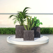 Verdura Modern 3 Piece Square Fiberstone and Clay Planter with Drainage Holes - Elax Furniture