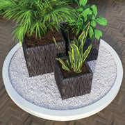 Verdura Modern 3 Piece Square Fiberstone and Clay Planter with Drainage Holes - Elax Furniture
