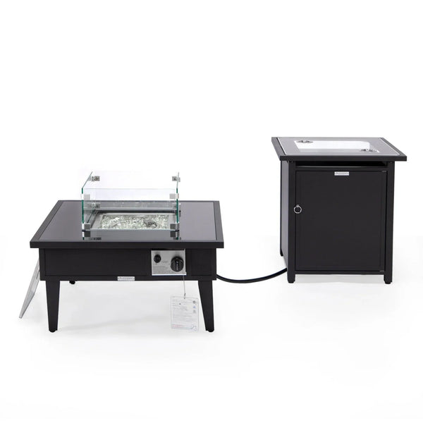 Walbrooke Outdoor Patio Square Fire Pit and Tank Holder - Elax Furniture