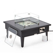 Walbrooke Modern Outdoor Square Fire Pit Table with Powder-Coated Aliuminum Frame - Elax Furniture