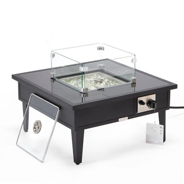 Walbrooke Modern Outdoor Square Fire Pit Table with Powder-Coated Aliuminum Frame - Elax Furniture