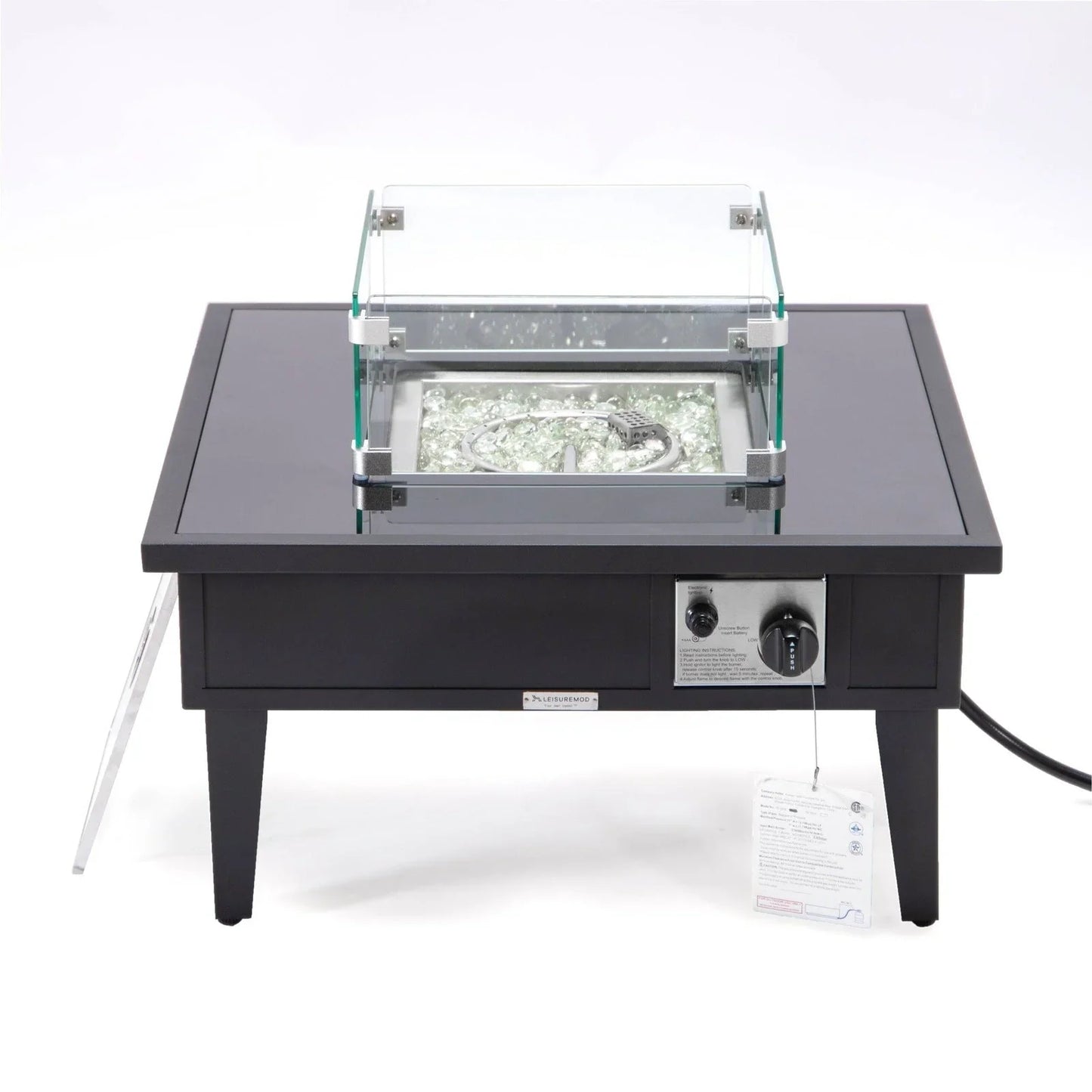 Walbrooke Modern Outdoor Square Fire Pit Table with Powder-Coated Aliuminum Frame - Elax Furniture