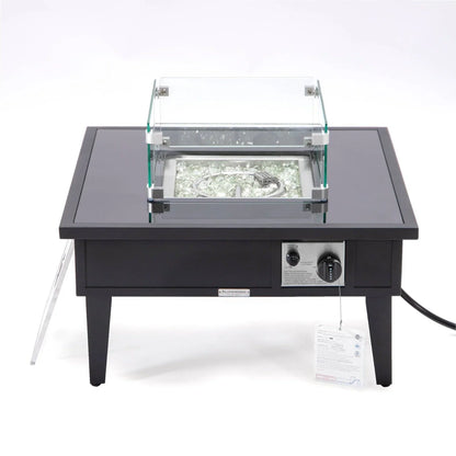 Walbrooke Modern Outdoor Square Fire Pit Table with Powder-Coated Aliuminum Frame - Elax Furniture