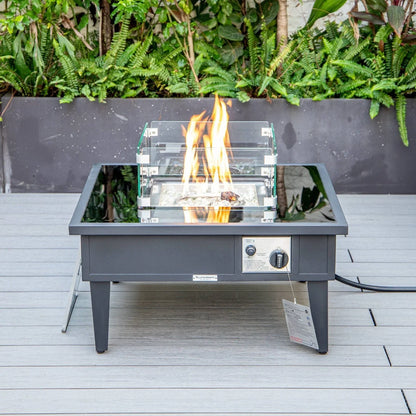 Walbrooke Modern Outdoor Square Fire Pit Table with Powder-Coated Aliuminum Frame - Elax Furniture