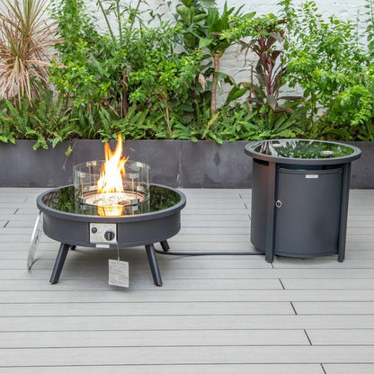 Walbrooke Outdoor Patio Round Fire Pit and Tank Holder - Elax Furniture