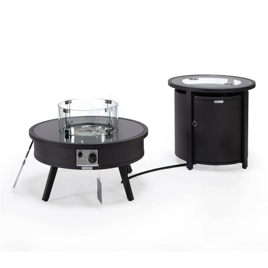 Walbrooke Outdoor Patio Round Fire Pit and Tank Holder - Elax Furniture