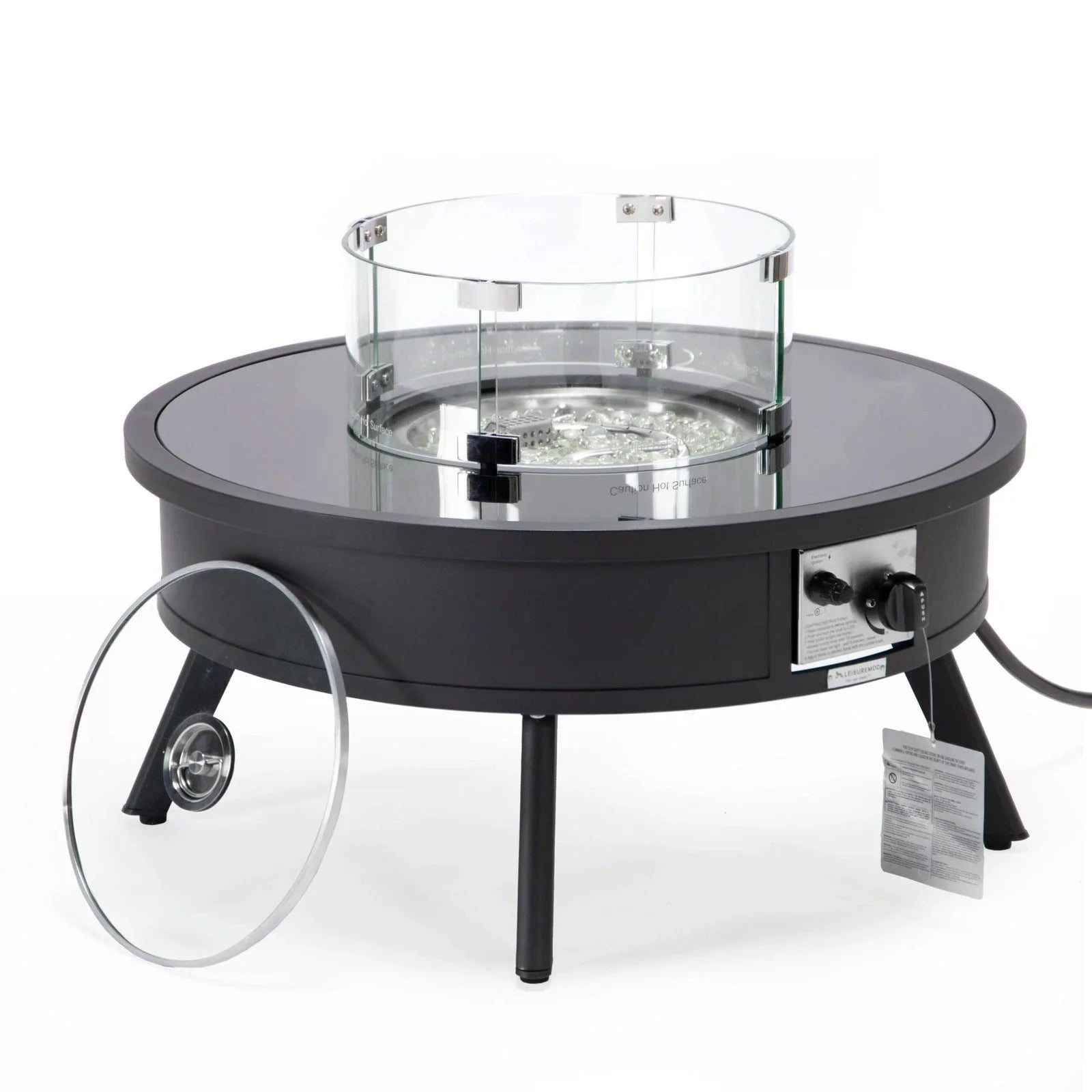 Walbrooke Modern Outdoor Round Fire Pit Table with Powder-Coated Aliuminum Frame - Elax Furniture