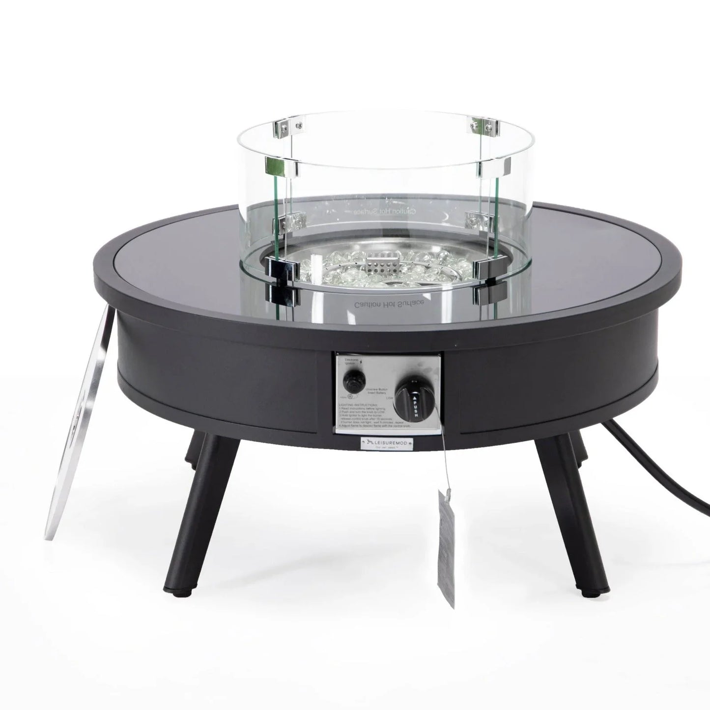 Walbrooke Modern Outdoor Round Fire Pit Table with Powder-Coated Aliuminum Frame - Elax Furniture