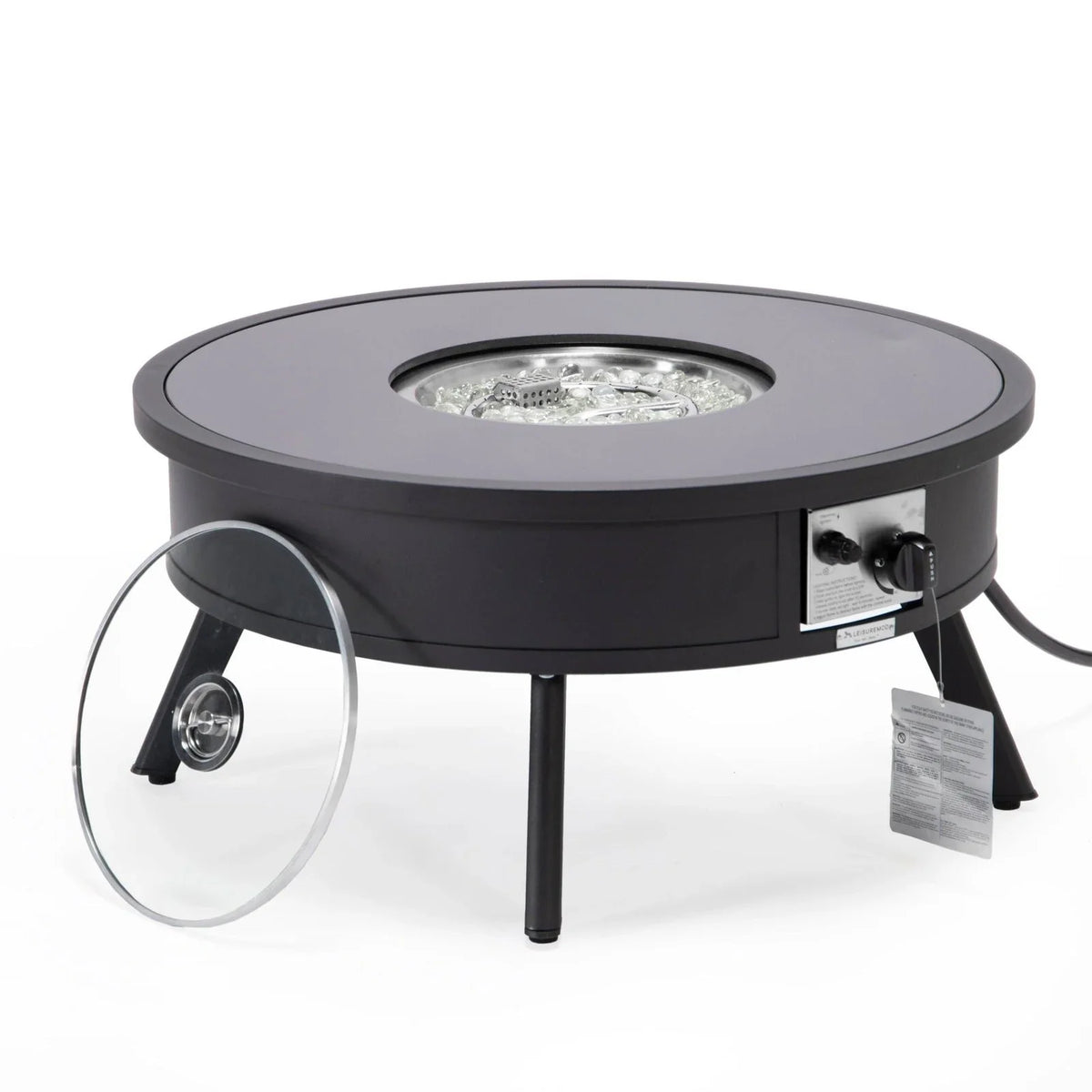 Walbrooke Modern Outdoor Round Fire Pit Table with Powder-Coated Aliuminum Frame - Elax Furniture