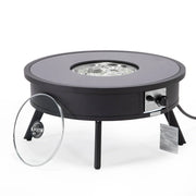 Walbrooke Modern Outdoor Round Fire Pit Table with Powder-Coated Aliuminum Frame - Elax Furniture