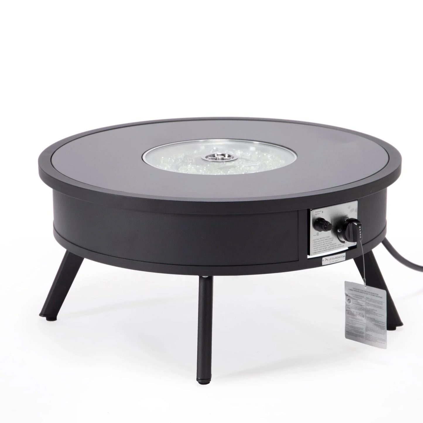 Walbrooke Modern Outdoor Round Fire Pit Table with Powder-Coated Aliuminum Frame - Elax Furniture
