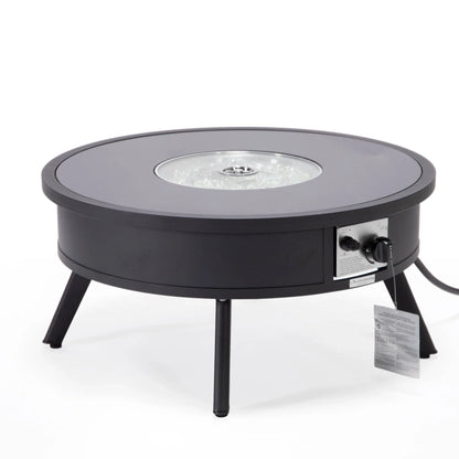 Walbrooke Modern Outdoor Round Fire Pit Table with Powder-Coated Aliuminum Frame - Elax Furniture